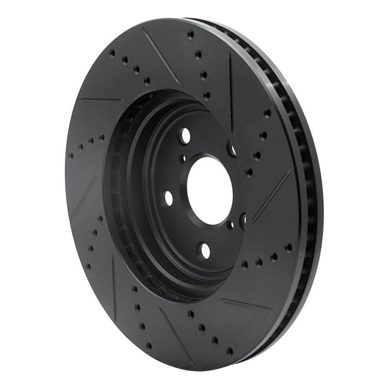 Lexus LS430 Brake Rotor (1) - Front Left - R1 Concepts - Drilled & Slotted - Black - `01-`06